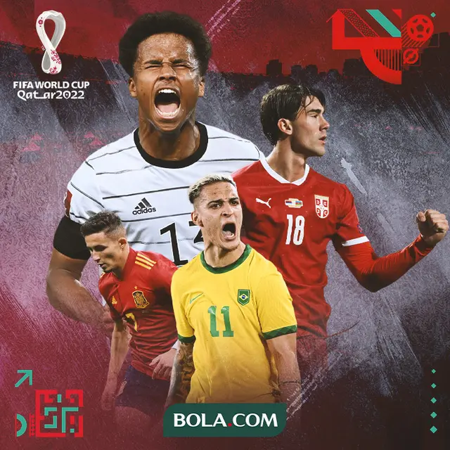 Piala Dunia Qatar 2022 - Ilustrasi Karim Adeyemi, Antony, Yeremi Pino, Dusan Vlahovic