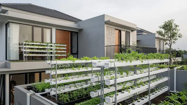 rumah minimalis 2 lantai dengan rooftop garden hidroponik anti bocor