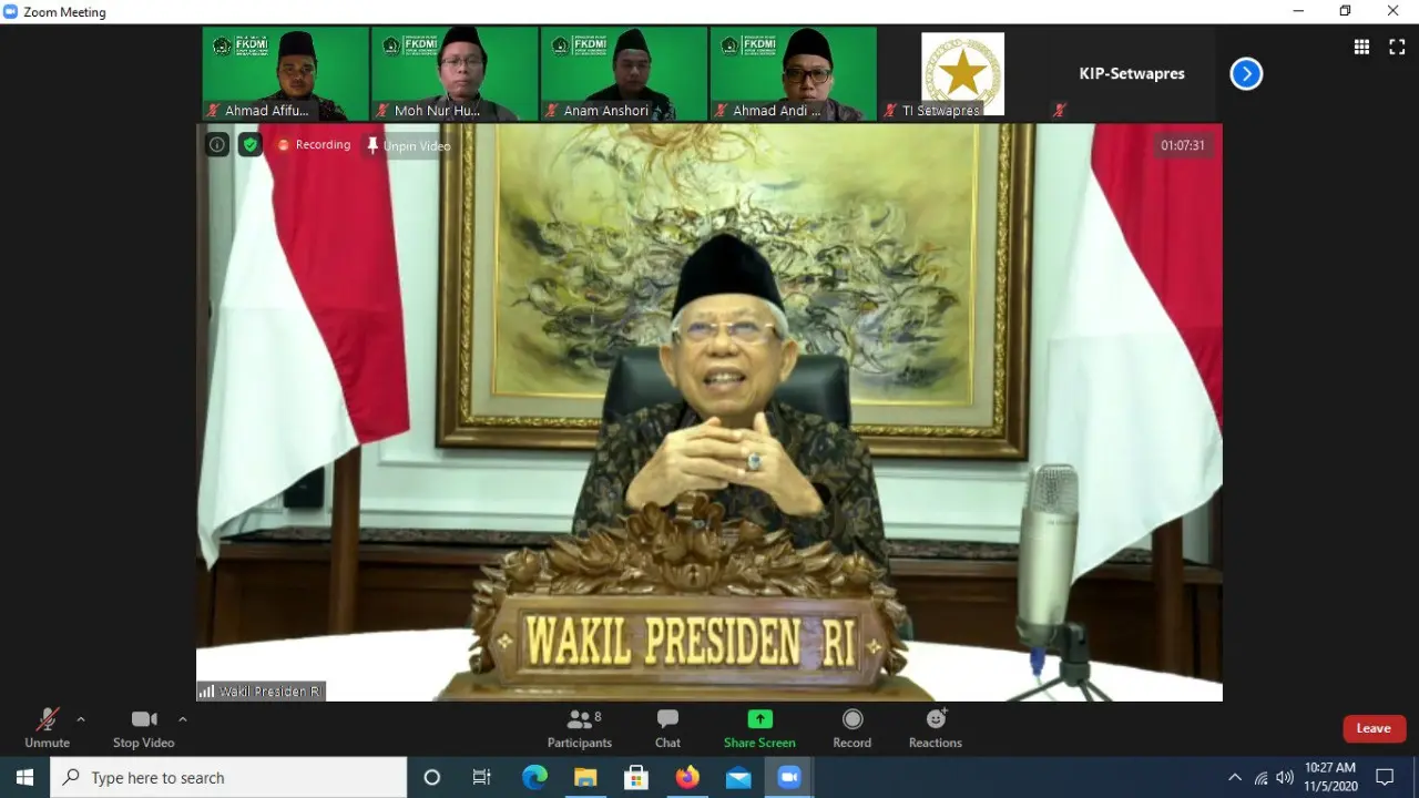 Wapres Ma'ruf Amin menerima audiensi PP FKDMI secara daring