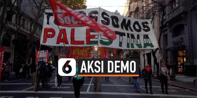 VIDEO: Ratusan Demonstran Berkumpul di Depan Kebudes Israel di Buenos Aires