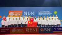 Tim beregu campuran China berhasil meraih juara di BNI Badminton Asia Junior Championships 2024 setelah&nbsp;mengalahkan Korea Selatan dengan skor 3-1 di&nbsp;GOR Amongrogo, Yogyakarta, Selasa (2/7/2024). (Bola.com/Ana Dewa)