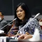 Ketua Komisi I DPR RI Meutya Hafid saat menggelar konferensi pers mengenai permasalahan Israel di Kompleks Parlemen, Jakarta, Selasa (30/6/2020). Komisi I DPR menyampaikan sikapnya terkait rencana aneksasi Israel terhadap wilayah Tepi Barat, Palestina mulai 1 Juli 2020. (Liputan6.com/Johan Tallo)