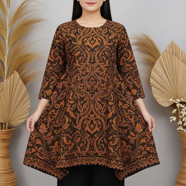 Batik Tunik Panjang untuk Menyamarkan Perut