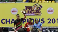 Agung Seganti (putra Jakarta Pertamina Energi/Kanan) dan Aprilia Manganang (putri Jakarta Elektrik PLN) terpilih sebagai pemain terbaik (MVP) Proliga 2017. (Humas Proliga)