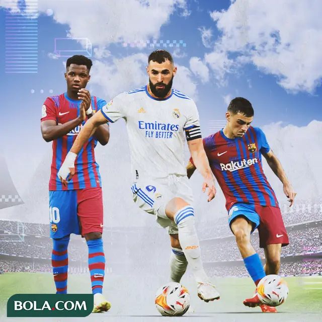 Ilustrasi - Ansu Fati, Karim Benzema, Pedri