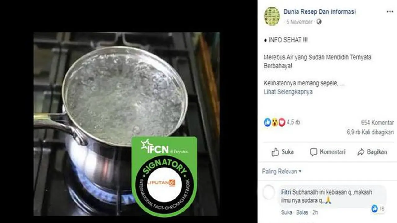 [Cek Fakta] Gambar tangkapan Layar Foto Merebus Air