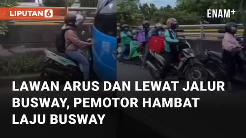 VIDEO: Lawan Arus dan Lewat Jalur Busway, Sekumpulan Pemotor Hambat Laju Busway