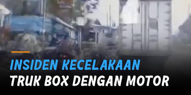 VIDEO: Terlibat Insiden dengan Pemotor, Truk Box Hendak Kabur