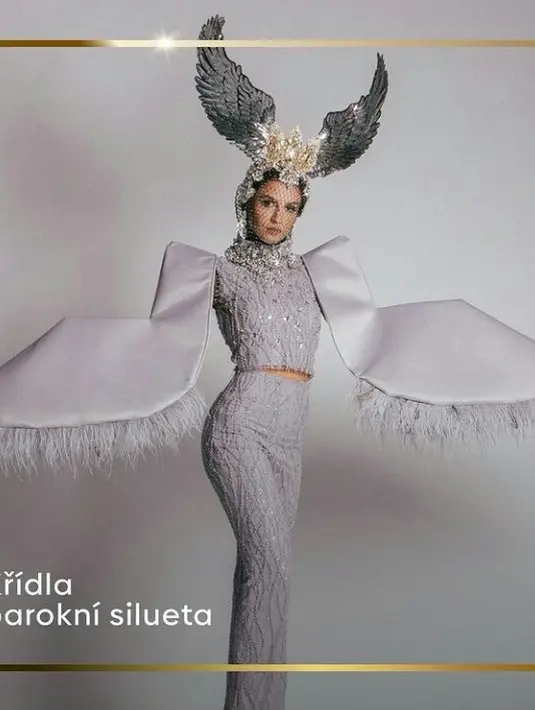 Unik dan kreatif! Kostum nasional Miss Supranational Republik Ceko ini terinspirasi dari burung elang yang menjadi salah satu simbol negara Republik Ceko. (Instagram/Angiekostyshyn).