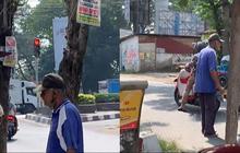 Seorang cewek berhenti terlalu dekat saat lampu merah, untuk menghindari kepanasan namun menyebabkan kemacetan.