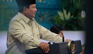 Presiden Republik Indonesia, Prabowo Subianto, memberikan sambutan dalam acara penyerahan bonus bagi atlet peraih medali SEA Games 33, yang digelar di Istana Negara, Kamis (8/1/2026).