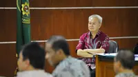 Terdakwa kasus dugaan korupsi penganggaran proyek Sistem Radio Komunikasi Terpadu (SKRT) di Kementerian Kehutanan, Anggoro Widjojo menjalani sidang lanjutan di Pengadilan Tipikor, Jakarta, Rabu 14 Mei 2014 (Antara/Yudhi Mahatma)