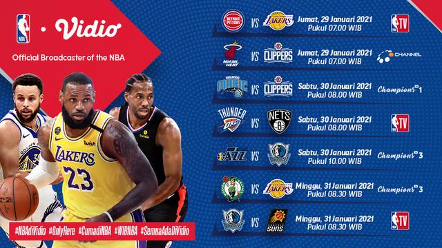 Jadwal NBA 2021 Pekan ke-6 di Vidio