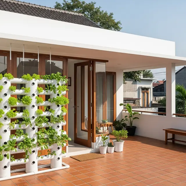 Kebun dapur Sistem Vertikultur Paralon (Gemini AI)