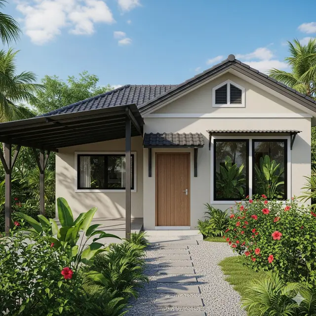 Rumah Sederhana 5x12 Meter 2 Kamar dengan Garasi
