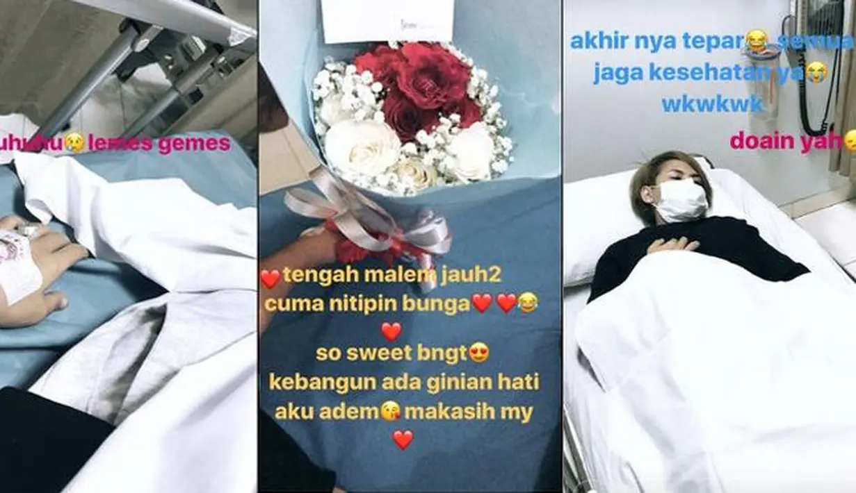 Padatnya jadwal mengisi acara, membuat mantan istri Aming, Evelyn Nada Anjani harus menjalani perawatan. Itu terlihat dari Instagram Story miliknya, yang diunggah Minggu (10/9/2017). Berbagai dukungan untuk kesembuhannya. (Instagram/ev0124)