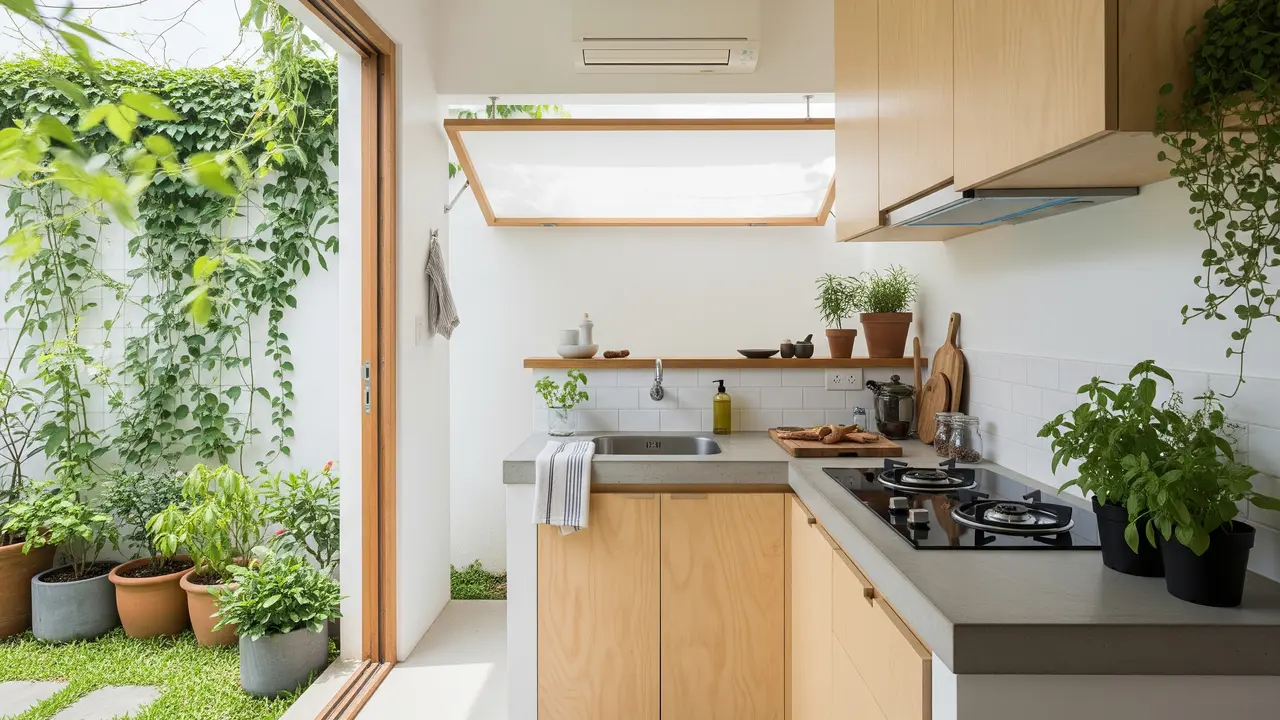 Dapur Semi Outdoor Anti Pengap untuk Rumah Tipe 36 (Image by Gemini AI)