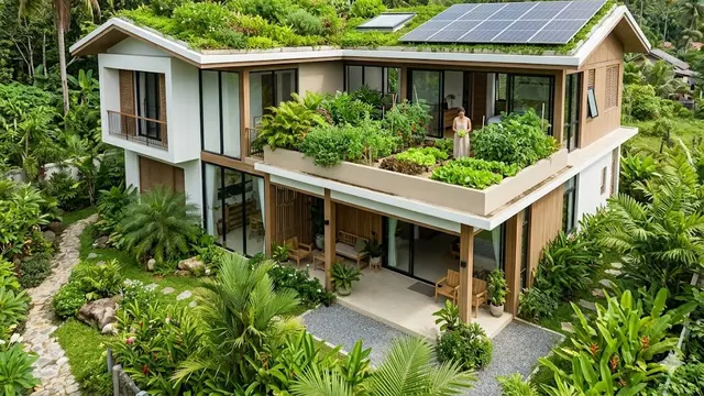 Rumah Natural Modern dengan Rooftop Hijau