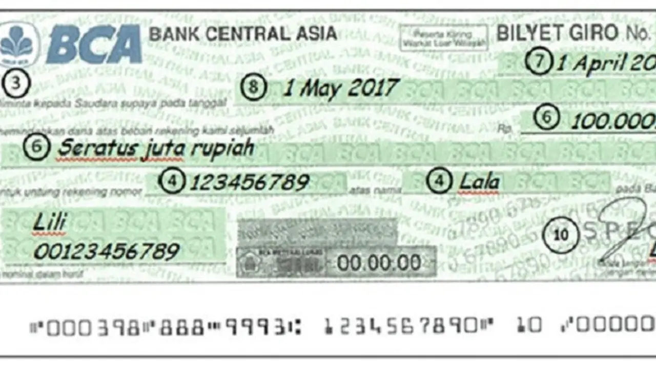 Informasi dan Ketentuan Pengisian Bilyet Giro Terbaru (BCA.co.id)