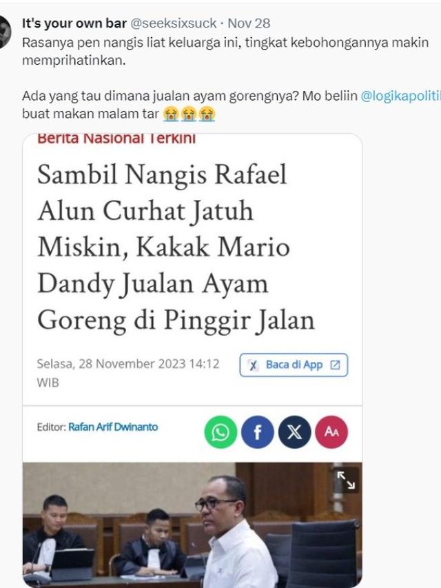 Rafael Alun Trisambodo Dimiskinkan, Anaknya Buka Warung Makan Pinggir Jalan