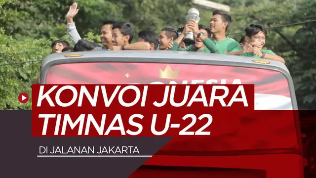 Berita video konvoi juara Piala AFF U-22 2019, Timnas Indonesia U-22, di jalanan Jakarta yang dikawal para Polwan dan pengendara moge (motor gede).