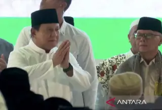 Presiden Prabowo Subianto Saat Menghadiri Pengukuhan Pengurus MUI di Istiqlal (AntaraNews)