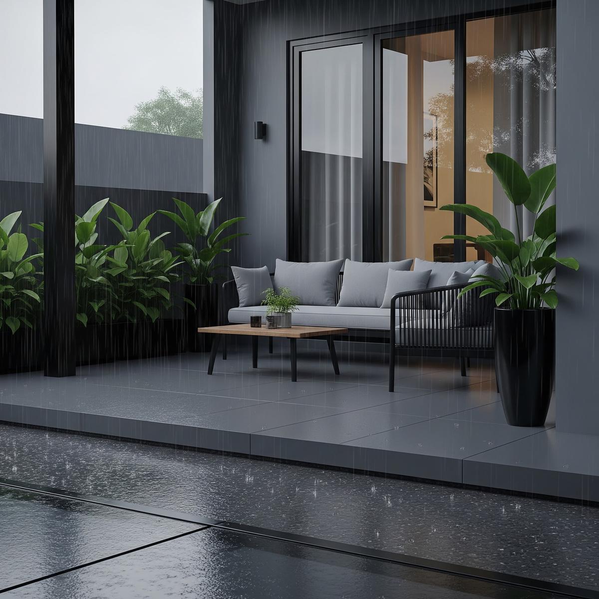 Teras rumah warna cat Abu-abu Gelap (Anthracite) (Gemini AI)