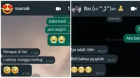 Balasan Chat Ibu saat Anak Lapor Haid di Tengah Jalani Puasa. (Sumber: Twitter/@kamalhuening_ dan Twitter/@convomfs)