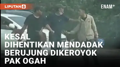 VIDEO: Dua Orang Pak Ogah di Lampung Keroyok Pemotor yang Kesal karena Diminta Beri Mobil Jalan