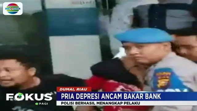 Pria Mengamuk di Kantor Bank BNI Dumai Diduga Depresi