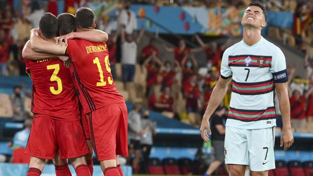 Foto Piala Eropa: Tekuk Lutut Juara Bertahan Portugal di Laga 16 Besar Euro 2020, Belgia Melenggang ke Perempatfinal