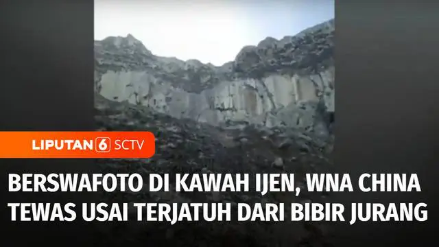 Seorang warga negara asing asal China ditemukan tewas saat berwisata di Taman Wisata Alam Kawah Ijen, Banyuwangi, Jawa Timur, pada Sabtu pagi. Korban tewas setelah terjatuh dari atas bibir jurang sedalam 75 meter saat asyik sedang berswafoto.