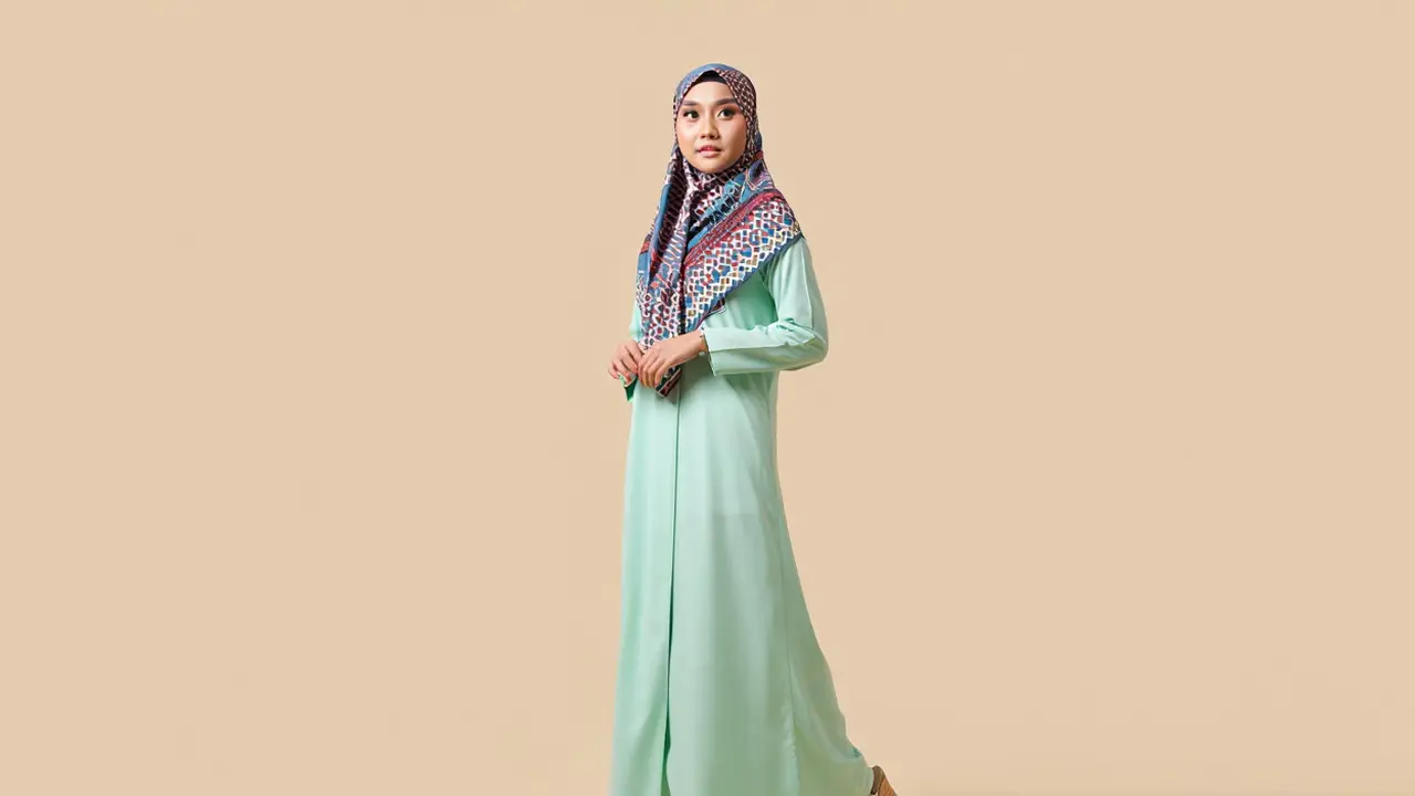 Inspirasi Padu Padan Gamis Polos Warna Pastel dengan Hijab Motif/Reve AI
