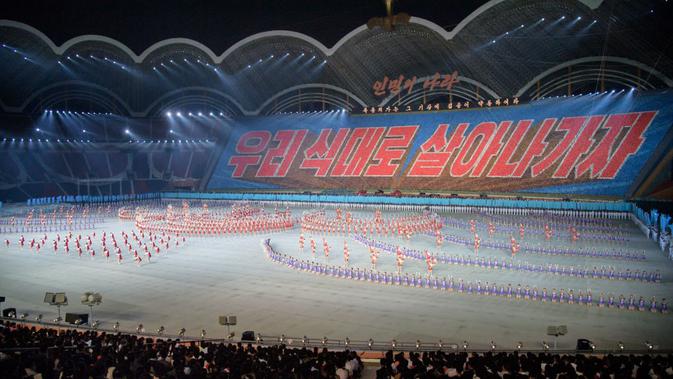 Stadion  Rungrado 1st of May atau May Day di Pyongyang, Korea Utara. (AFP/Kim Won-jin)