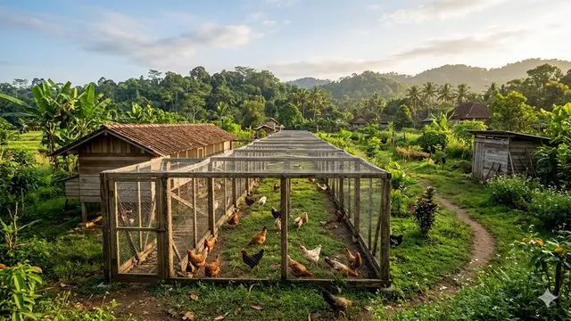 Desain Kebun Ayam dengan Pagar Tinggi