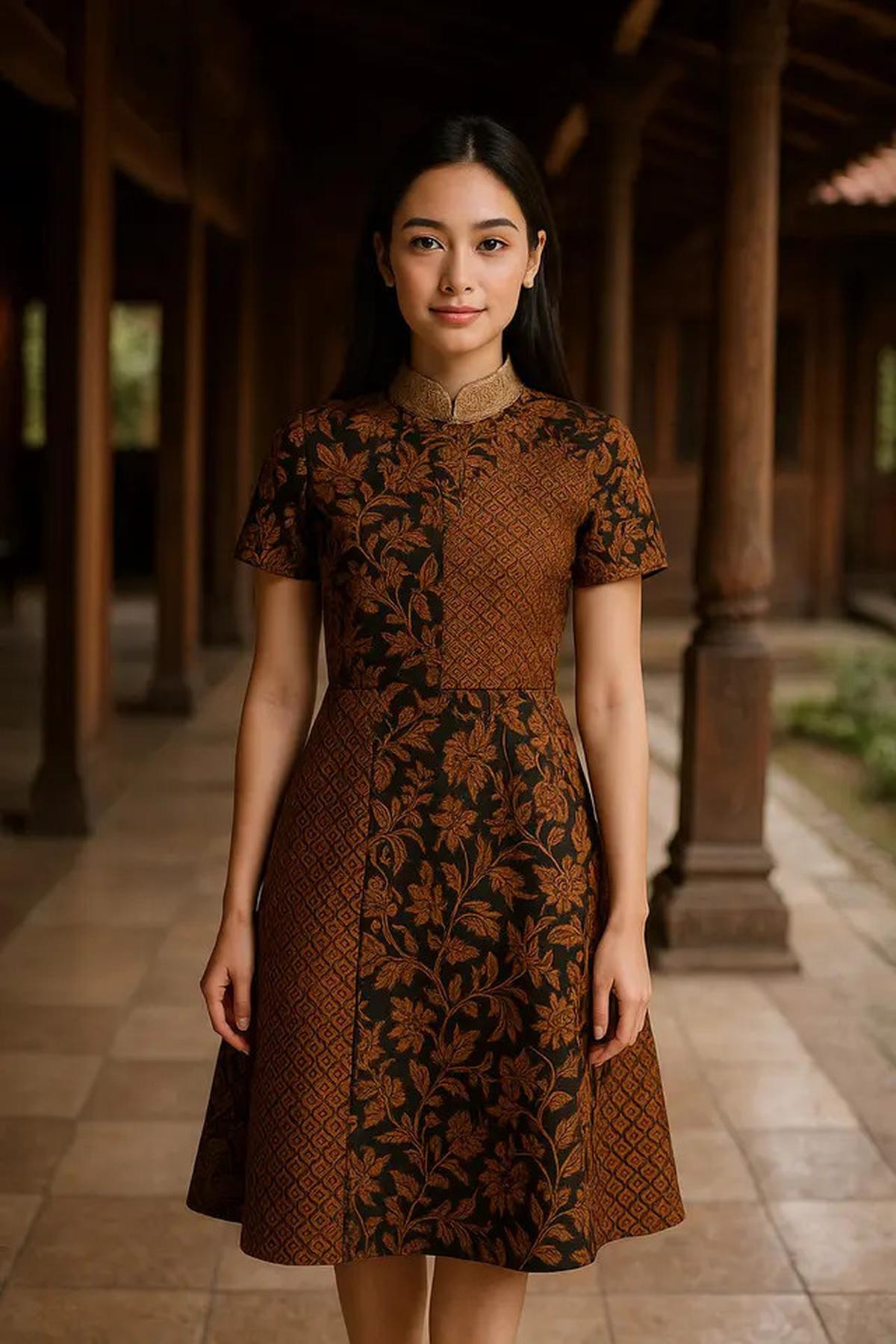 7 Model Dress Batik A-Line Kombinasi Brokat, Cocok untuk Tampil Ramping dan Anggun