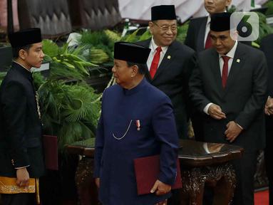 Prabowo Subianto dan Gibran Rakabuming Raka resmi menjabat sebagai Presiden dan Wakil Presiden periode 2024-2029. (Liputan6.com/Herman Zakharia)