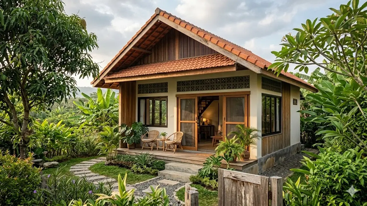Desain Rumah 6x9 dengan Konsep Tropis yang Sejuk dan Hemat Lahan