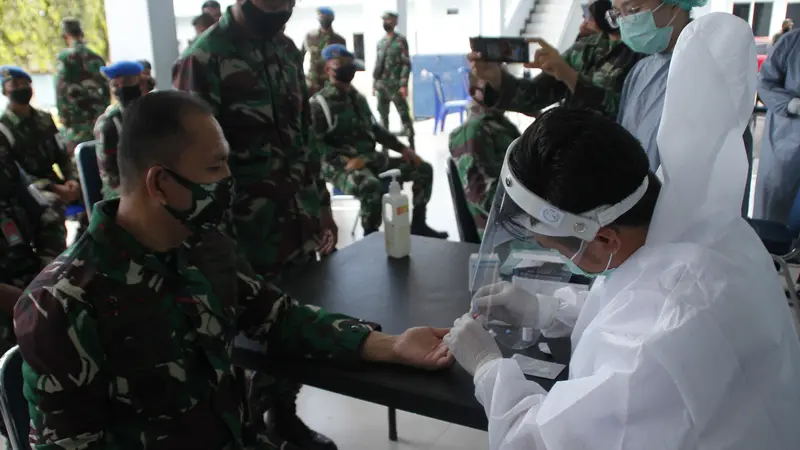 Rapid test yang diikuti ratusan prajurit di Mako Tentara Langit, Senin (7/9/2020).