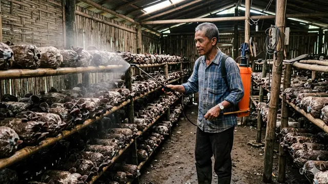 Manajemen Air dan Teknik Pengabutan Jamur Kuping