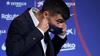 Barcelona memperkenalkan pemain barunya, Pedri, Kamis (20/8/2020) (AFP/Josep Lago)