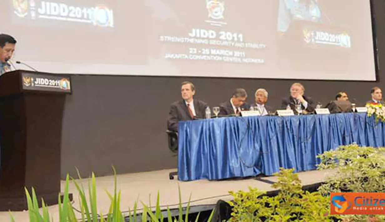 Citizen6, Jakarta: Panglima TNI Laksamana TNI Agus Suhartono S.E. sebagai keynote speech di forum Jakarta International Defence Dialogue (JIDD) di Jakarta Convention Centre, Jumat (25/3). (Pengirim: Badarudin Bakri Badar)