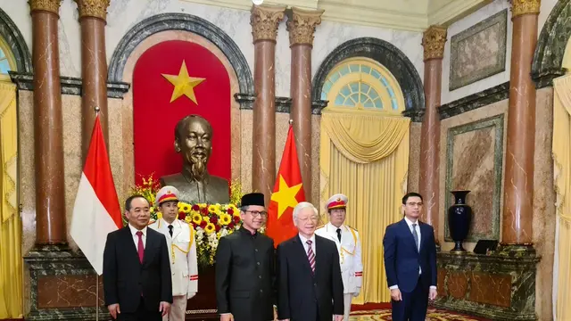 Proses penyerahan surat kepercayaan Duta Besar RI baru ke Presiden Vietnam. (Dok: KBRI Hanoi)