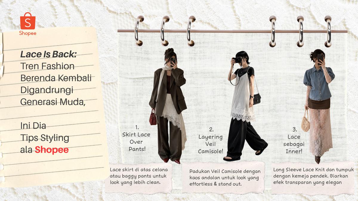 Generasi Muda Lagi Suka Lace, Ini Tips Styling Fashion Berenda yang Kembali Populer di Shopee