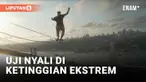 Atlet slackline asal Estonia, Jaan Roose, membuat sejarah dengan meniti tali sepanjang 1 kilometer di atas Jembatan Bosporus, menghubungkan benua Asia dan Eropa di Istanbul.