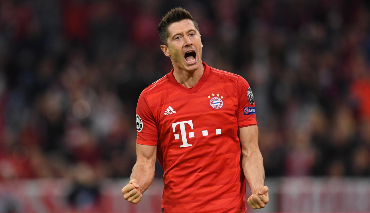 Torehan 11 gol Lewandowski juga menyamai rekor Cristiano Ronaldo sebagai pencetak gol terbanyak dalam semusim Liga Champions. (AFP/Christof Stache)