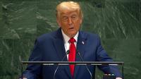 Presiden Amerika Serikat Donald Trump pada Selasa (23/9/2025) di Ruang Sidang Umum PBB menyinggung insiden teleprompter yang tidak berfungsi saat dirinya hendak berbicara di podium (Dok. United Nations).