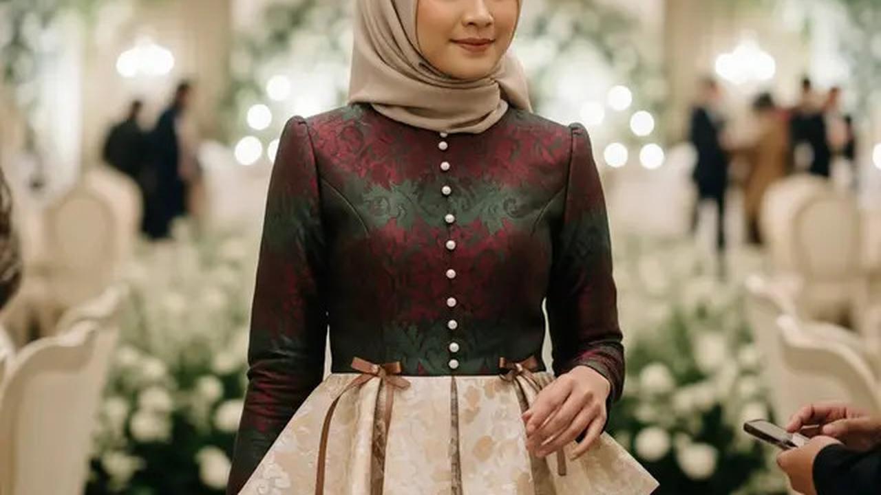 5 Gamis Brokat Pesta Pernikahan Terbaik 2025, Tampil Elegan, Glamour, dan Berkelas