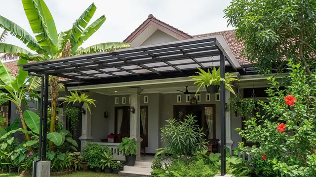 Kanopi Kombinasi Beton dan Baja