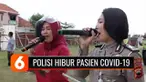 Sejumlah polisi di Tegal, Jawa Tengah, menggelar orkes tunggal di halaman Rusunawa Isolasi Covid-19, Minggu sore (13/6). Kegiatan ini sengaja digelar untuk menghibur pasien Covid-19 yang sedang menjalani isolasi, dengan harapan imunitas para pasien m...